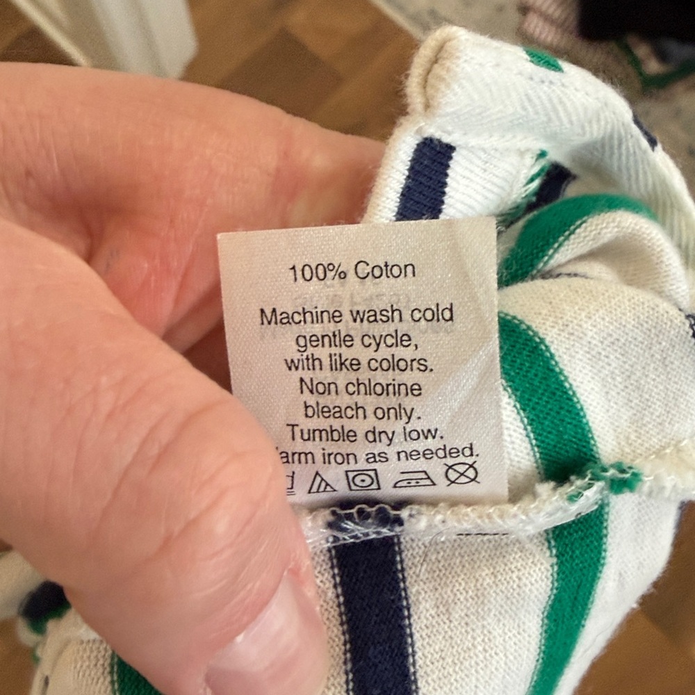 J. Crew Boat Neck White Top with Green & Black Stripes - Long Sleeve - Picture 6 of 6